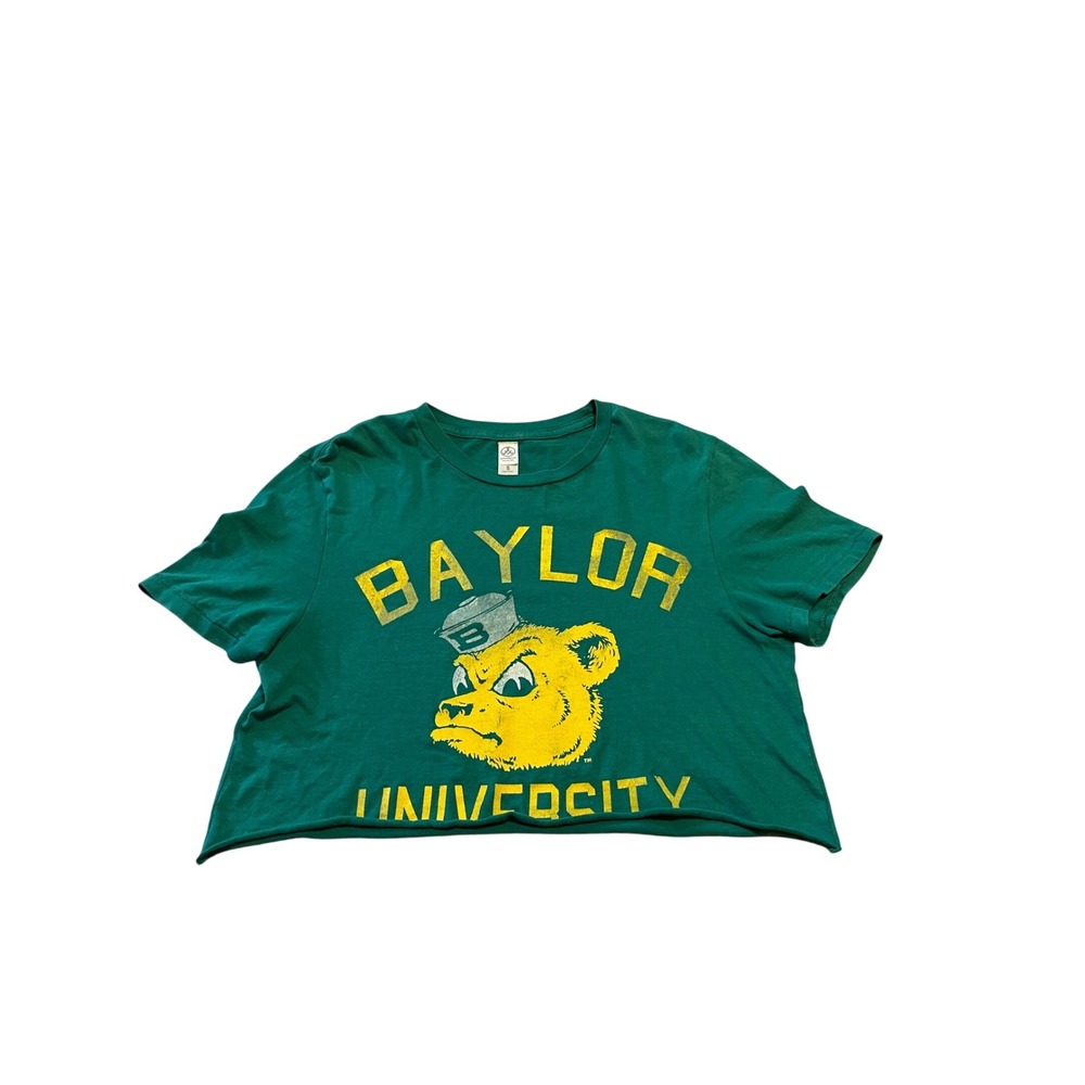 Alternative Apparel Baylor University Cropped Graphic Tee Green Vintage I12
